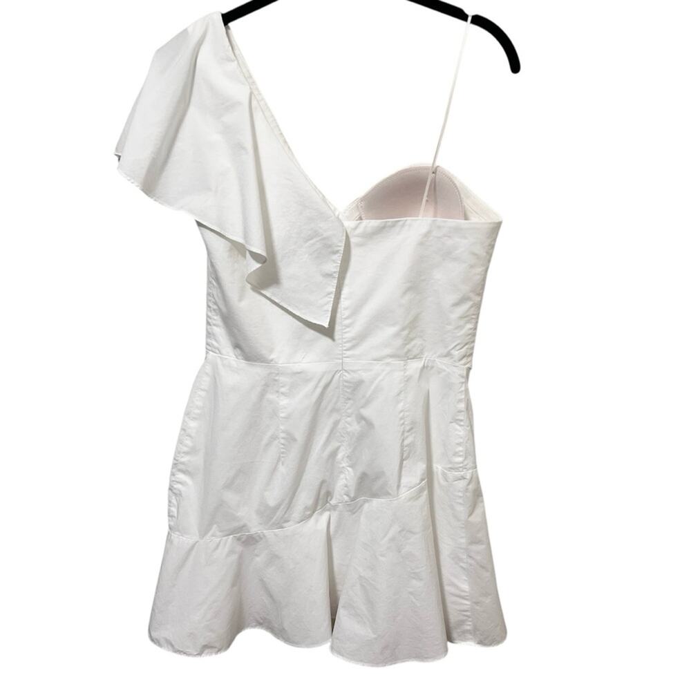Amanda Uprichard Vanderbilt Ruffled One-Shoulder Mini Dress M White Bridal - Picture 4 of 8